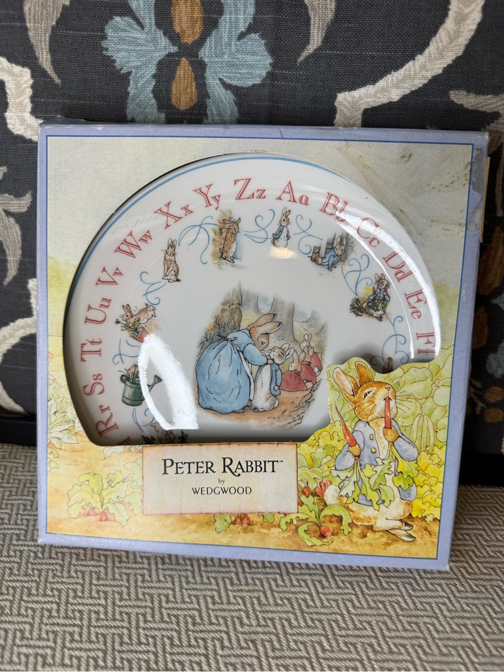 Wedgwood Peter Rabbit Alphabet Plate in Blue and Red